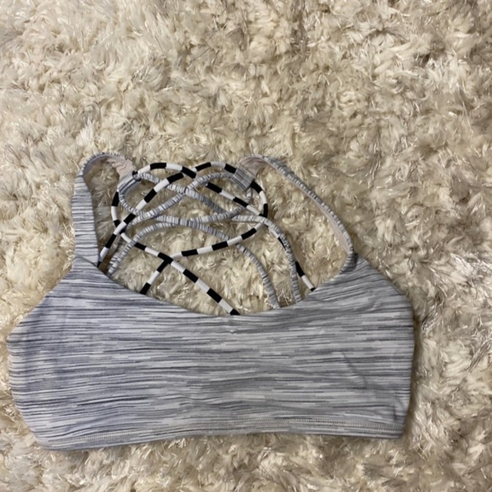 Lululemon Free To Be Wild Bra 2 Heathered White Black Gray Space Dye Rare Size 6